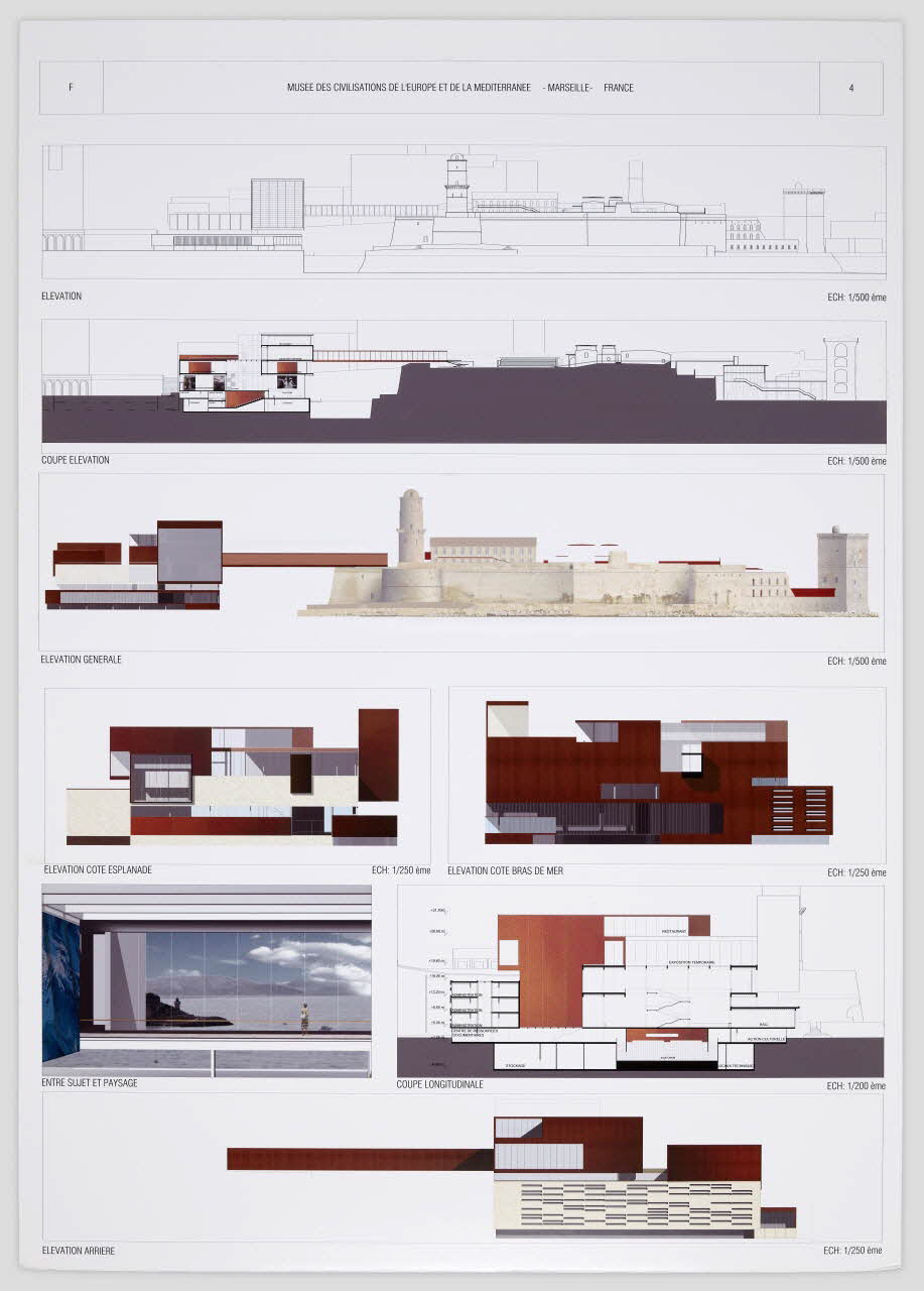 Pierre-Louis Faloci panneau Projet du concours d'architecture pour le Mucem J4 France 2002 2017.42.8.6 Photo Mucem / Marianne Kuhn