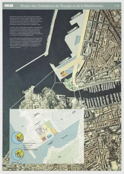 OMA ; Rem Koolhaas ; Julien Monfort panneau Projet du concours d'architecture pour le Mucem J4 France 2002 2017.42.9.3 Photo Mucem / Marianne Kuhn