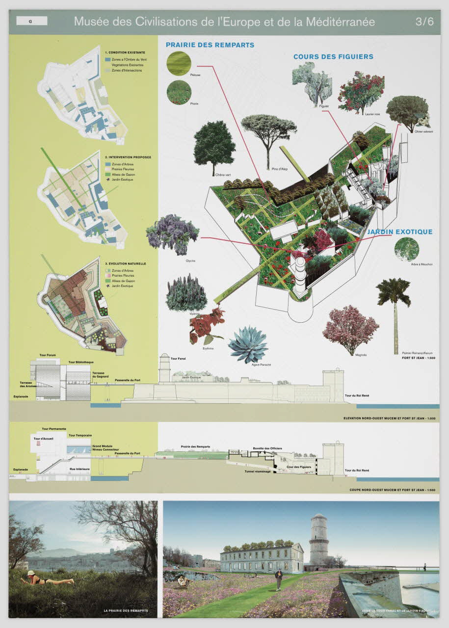 OMA ; Rem Koolhaas ; Julien Monfort panneau Projet du concours d'architecture pour le Mucem J4 France 2002 2017.42.9.5 Photo Mucem / Marianne Kuhn