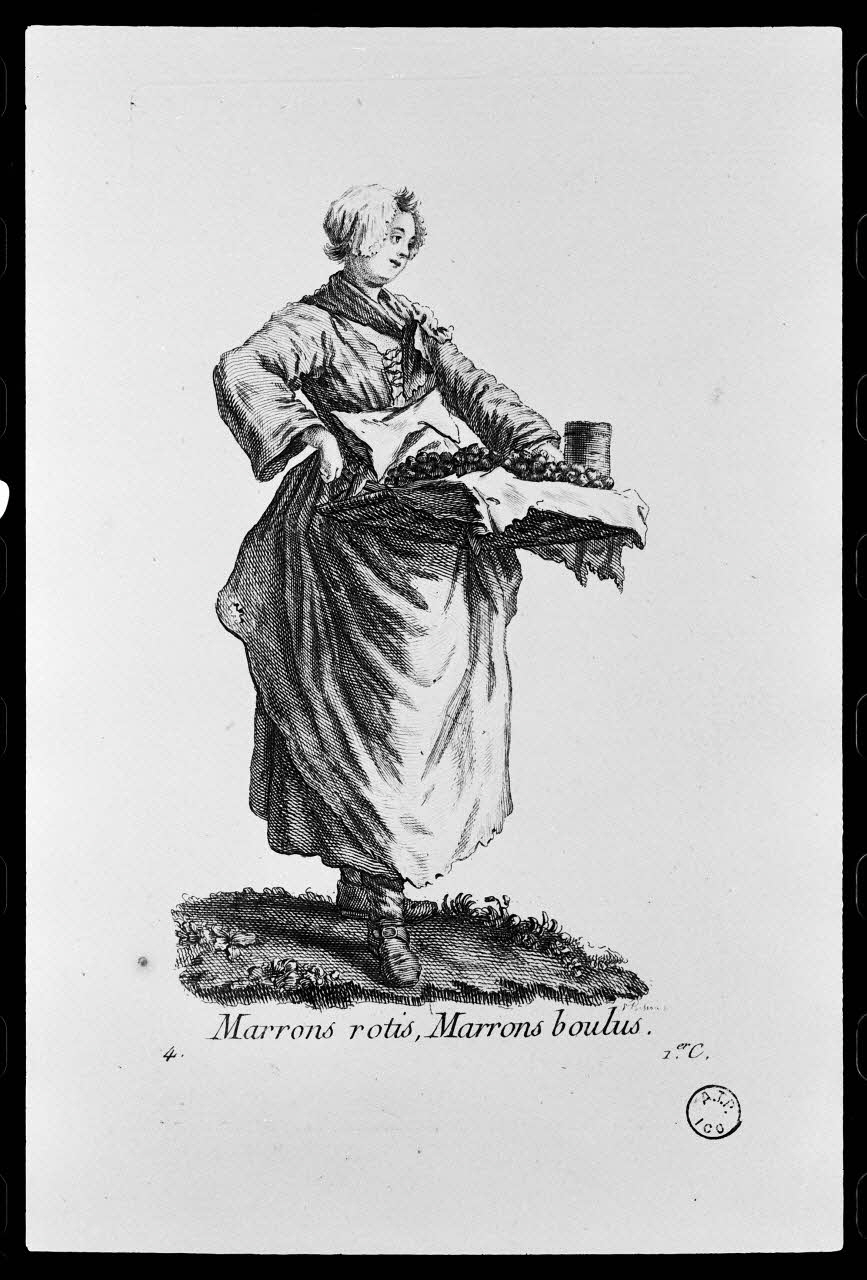 photographie "Marchand ambulant de marrons". Estampe. Cuivre noir et blanc Ph.1977.1.800 Photo