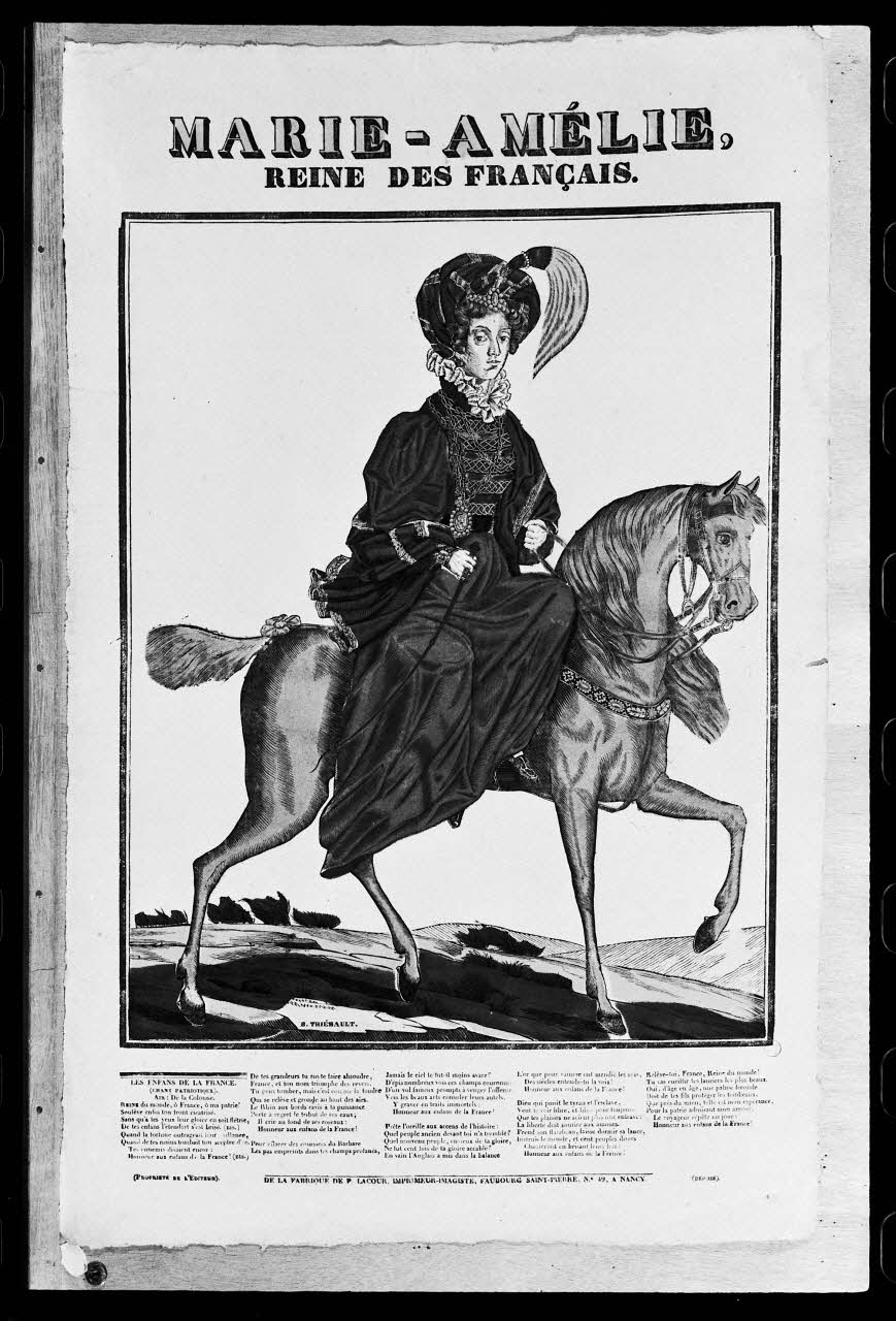 photographie "Marie-Amélie". Lithographie couleur sur papier vergé par B. Thiebault édité par la Maison Lacour à Nancy Ph.1977.1.837 Photo