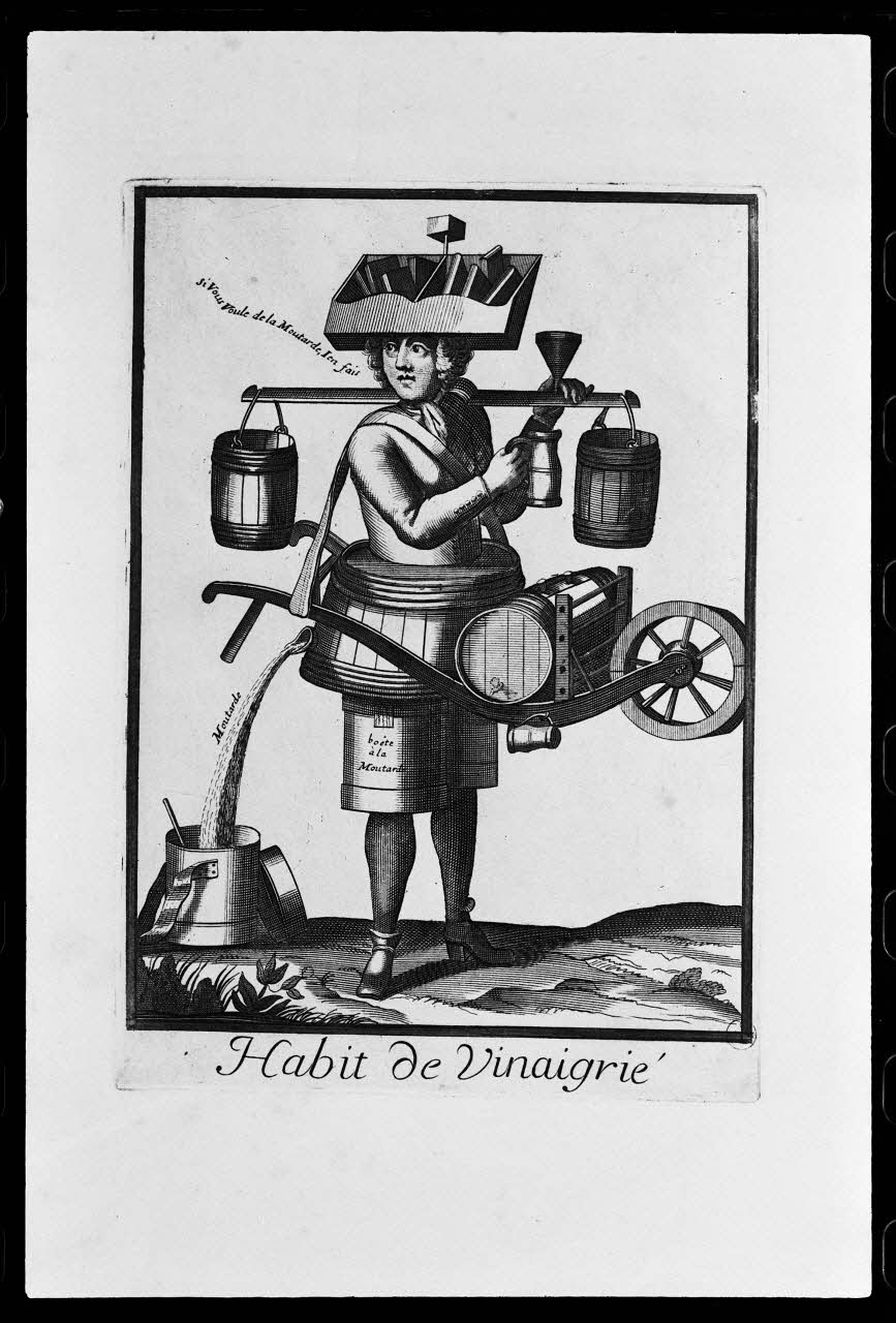 photographie "Marchand de condiments en costume sympbolique". Estampe. Cuivre noir et blanc Ph.1977.1.889 Photo