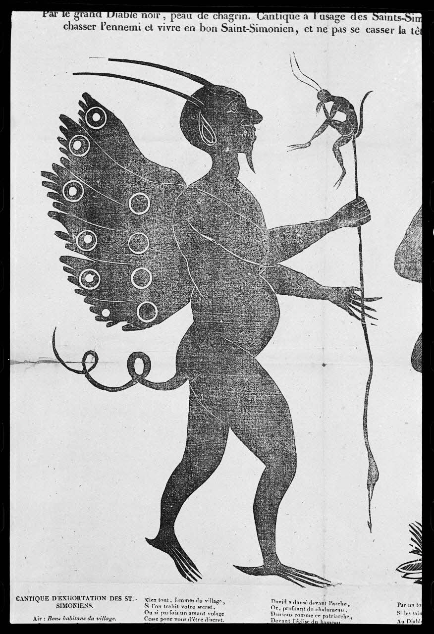 photographie Estampe représentant saint Simon. "La tentation de Saint Simon par le grand Diable noir". Bois noir et blanc. Chez Garson à Paris Ph.1978.2.483 Photo