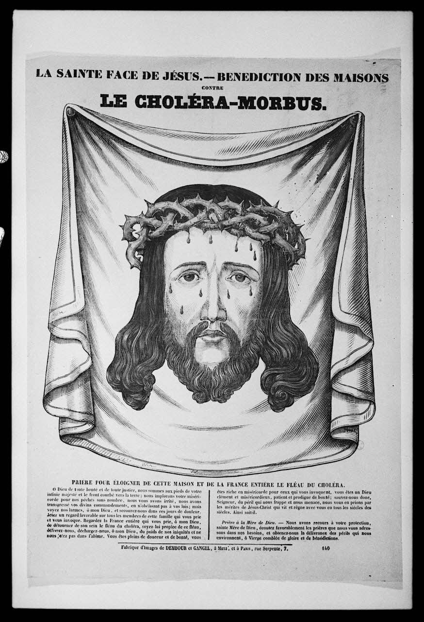 photographie Estampe à texte représentant la sainte Face et la bénédiction des maisons contre le choléra Ph.1978.27.13 Photo