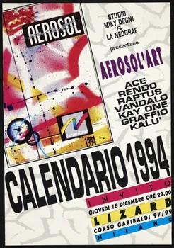 Motip Dupli flyer Calendrier Aerosol Italie 1994 2017.10.6 Photo Mucem / Marianne Kuhn
