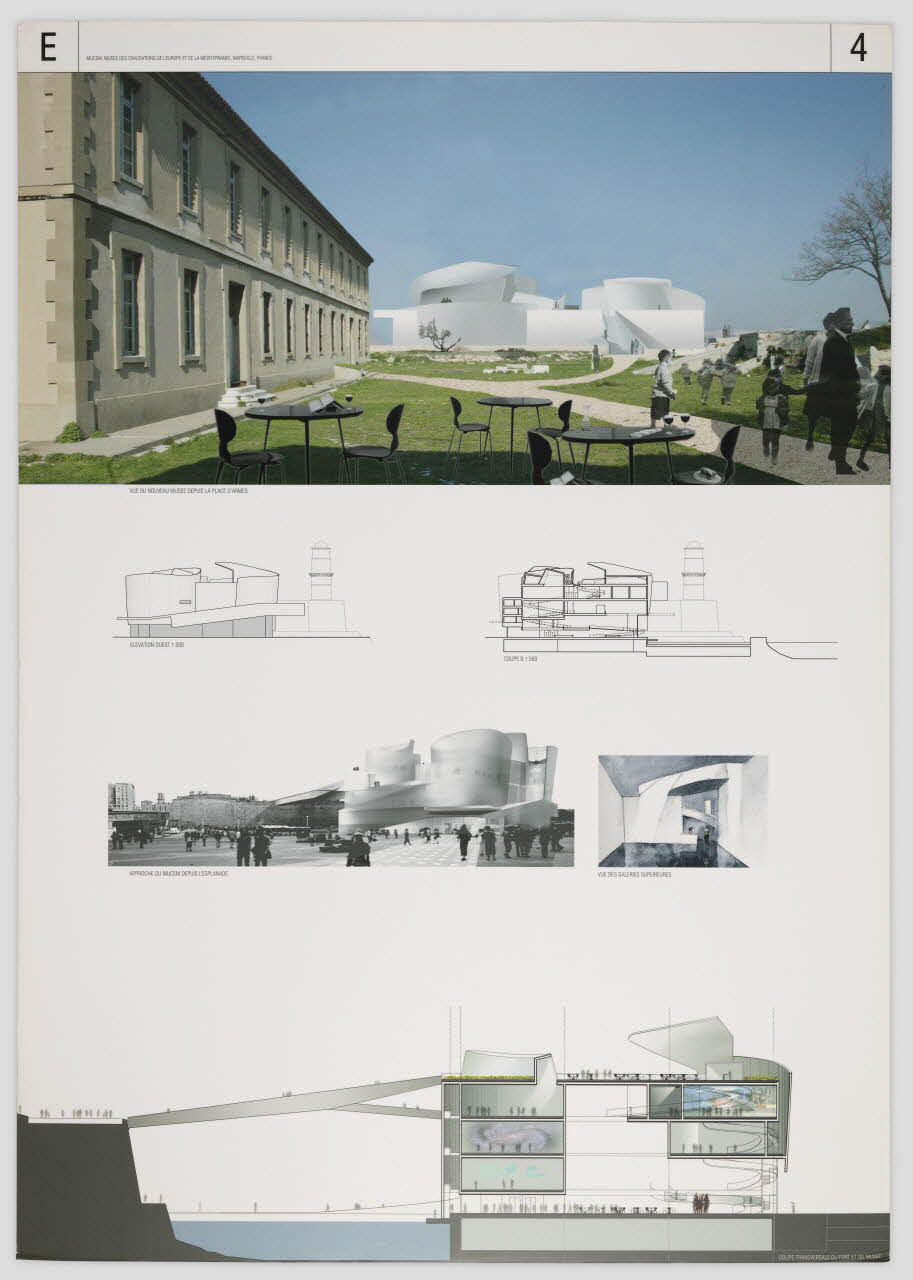 Steven Holl ; André Jollivet panneau Projet du concours d'architecture pour le Mucem J4 France 2002 2017.42.7.6 Photo Mucem / Marianne Kuhn