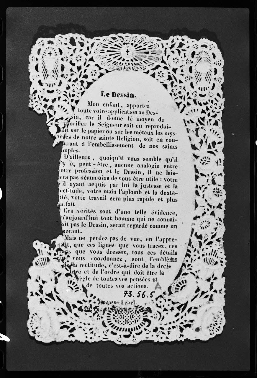 photographie Estampe représentant des techniques picturales pour l'imagerie religieuse. "le Dessin" Lithographie noir et blanc Ph.1979.2.136 Photo
