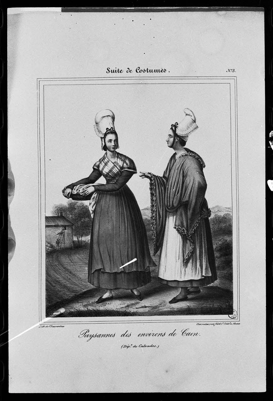 photographie Estampe représentant une coiffe de femme. "Paysannes des environs". Lithographie couleur. Maison Charpentier à Nantes Ph.1979.2.168 Photo