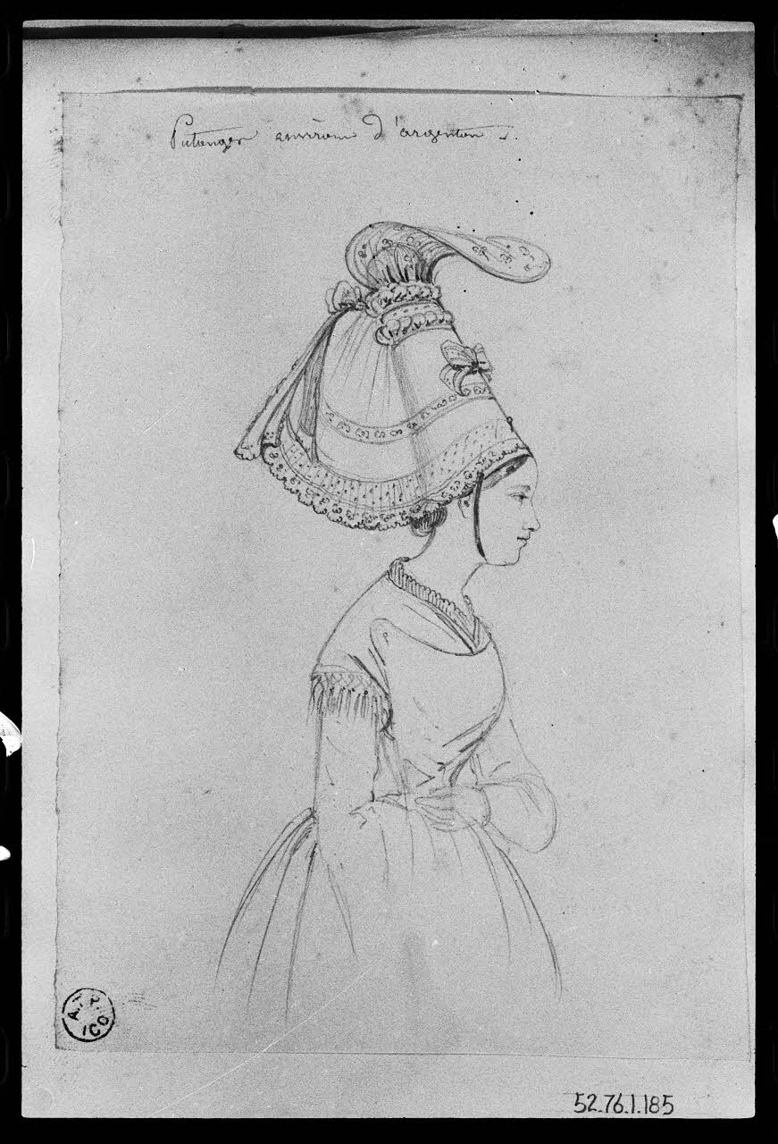 photographie Dessin d'une coiffe. Album de la caisse Ph.1979.2.170 Photo