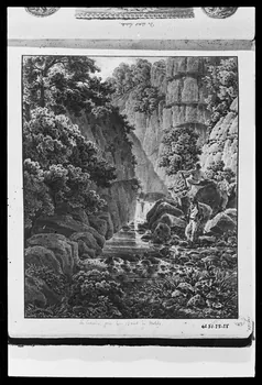 photographie Aquarelle représentant un torrent. "La Cascade" Par Stanislas l'Eveillé Ph.1979.2.98  Photo
