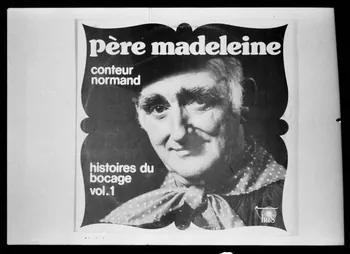 photographie "Père Madelein". Conteur normand. Pochette de disque avec illustration de l'histoire du bocage Ph.1979.106.3 Photo