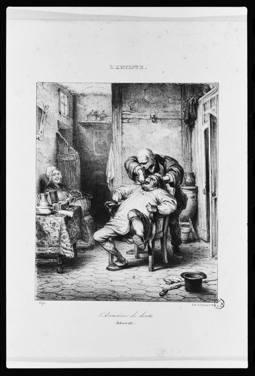 photographie "Arracheur de dent" Estampe noir et blanc. Salon de 1837 Ph.1979.111.17 Photo