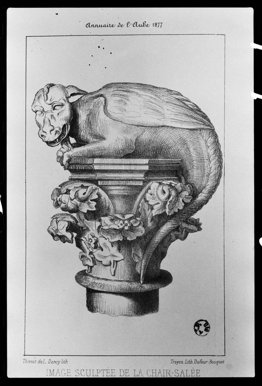 photographie Dragon dit "chair salée" en l'église de Saint-Loup. Lithographie noir et blanc par Dufour Ph.1979.56.5 Photo