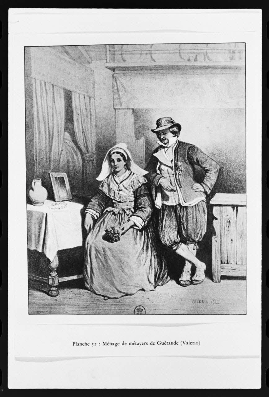 photographie Estampe de Valerio. Costume d'homme et de femme en 1843 dans "Découverte du costume breton" par Rossel et Vidal Ph.1981.43.156 Photo