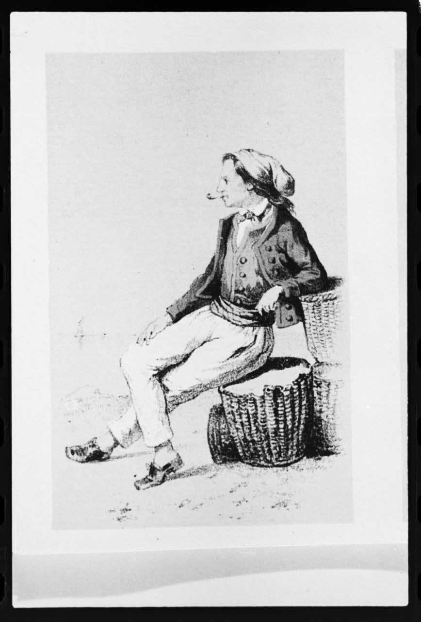 photographie Estampe de Frédéric Sorrieu. Costume d'homme avec un panier en 1865 dans "Découverte du costume breton" de Rossel et Vidal Ph.1981.43.44 Photo