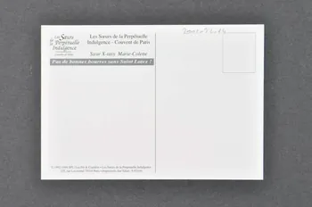 Soeurs de la Perpétuelle Indulgence - San Francisco carte postale "Soeur X-tasy Marie-Colette", série dite "aux fleurs" Ile-de-France, France 1992 2002.92.14 Photo Mucem