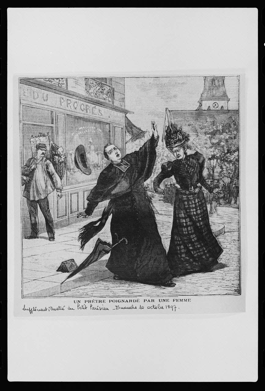 photographie Illustration du "Petit Parisien" daté du 10 octobre 1897. Supplément illustré. Assassinat d'un prêtre Ph.1982.4.2 Photo