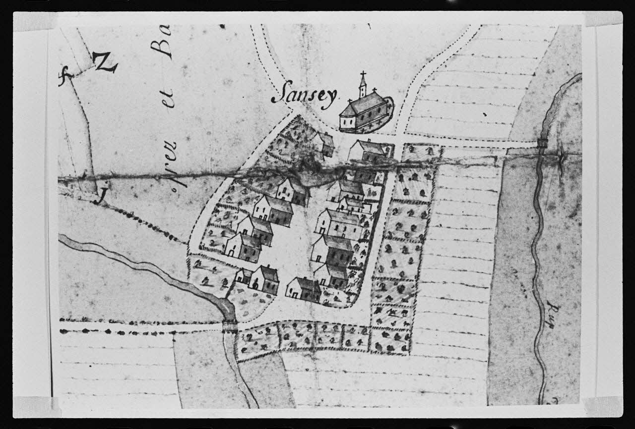 photographie Plan cadastral du village de Sanzey. Plan terrien. 1721. Archives départementales (H.10853) Ph.1982.71.1 Photo
