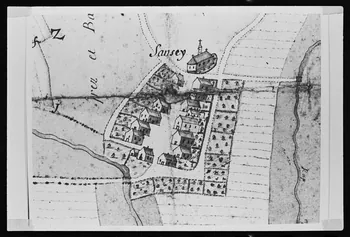 photographie Plan cadastral du village de Sanzey. Plan terrien. 1721. Archives départementales (H.10853) Ph.1982.71.1 Photo