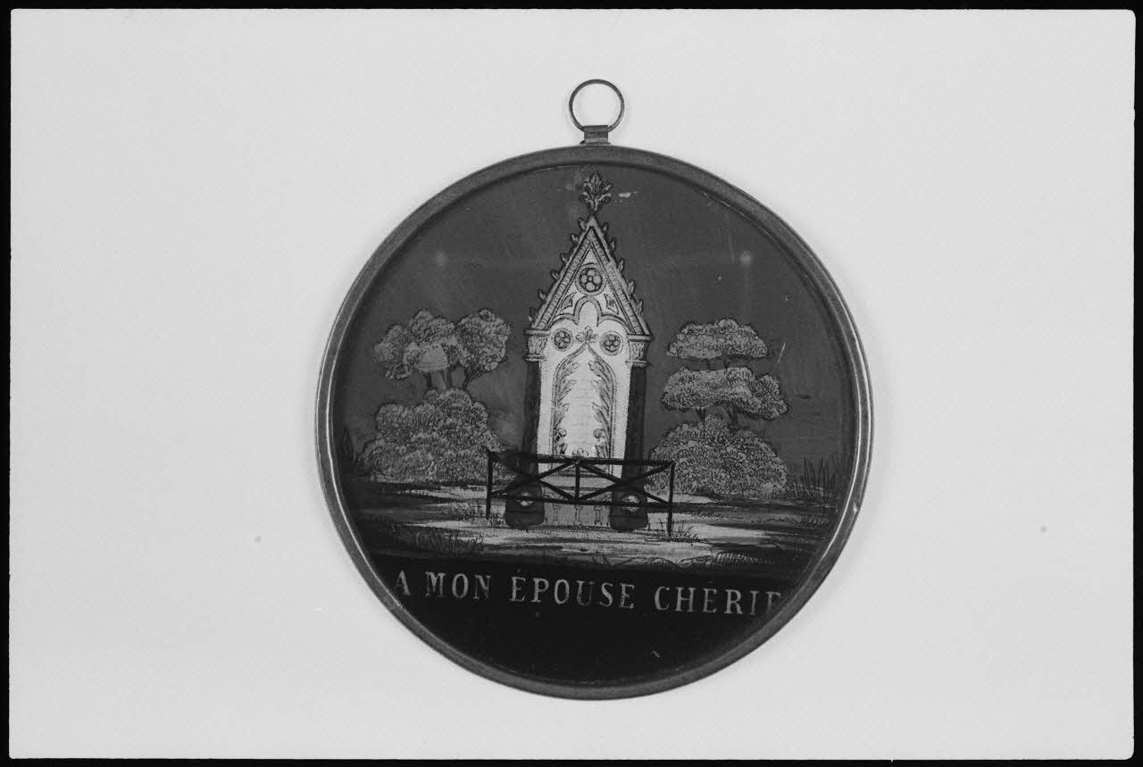 photographie Commémoration du défunt. Fixé sous verre. 19è siècle Ph.1983.1.266 Photo