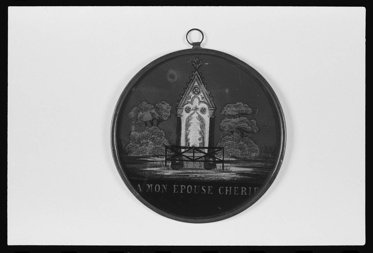 photographie Commémoration du défunt. Fixé sous verre. 19è siècle Ph.1983.1.274 Photo