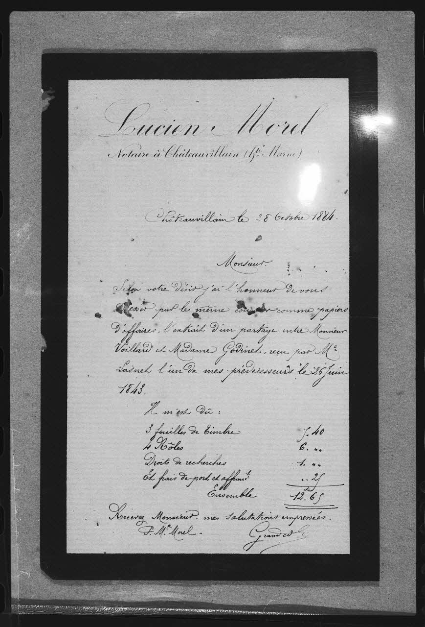 photographie Papier officiel d'un notaire. 1884 Ph.1983.21.11 Photo