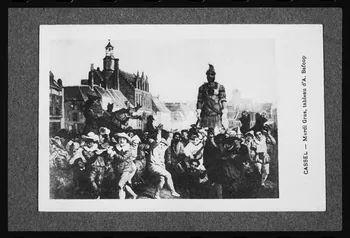 photographie "Mardi Gras avec géant processionnel". Tableau de A. Bafcop. Carte postale Ph.1983.23.6 Photo