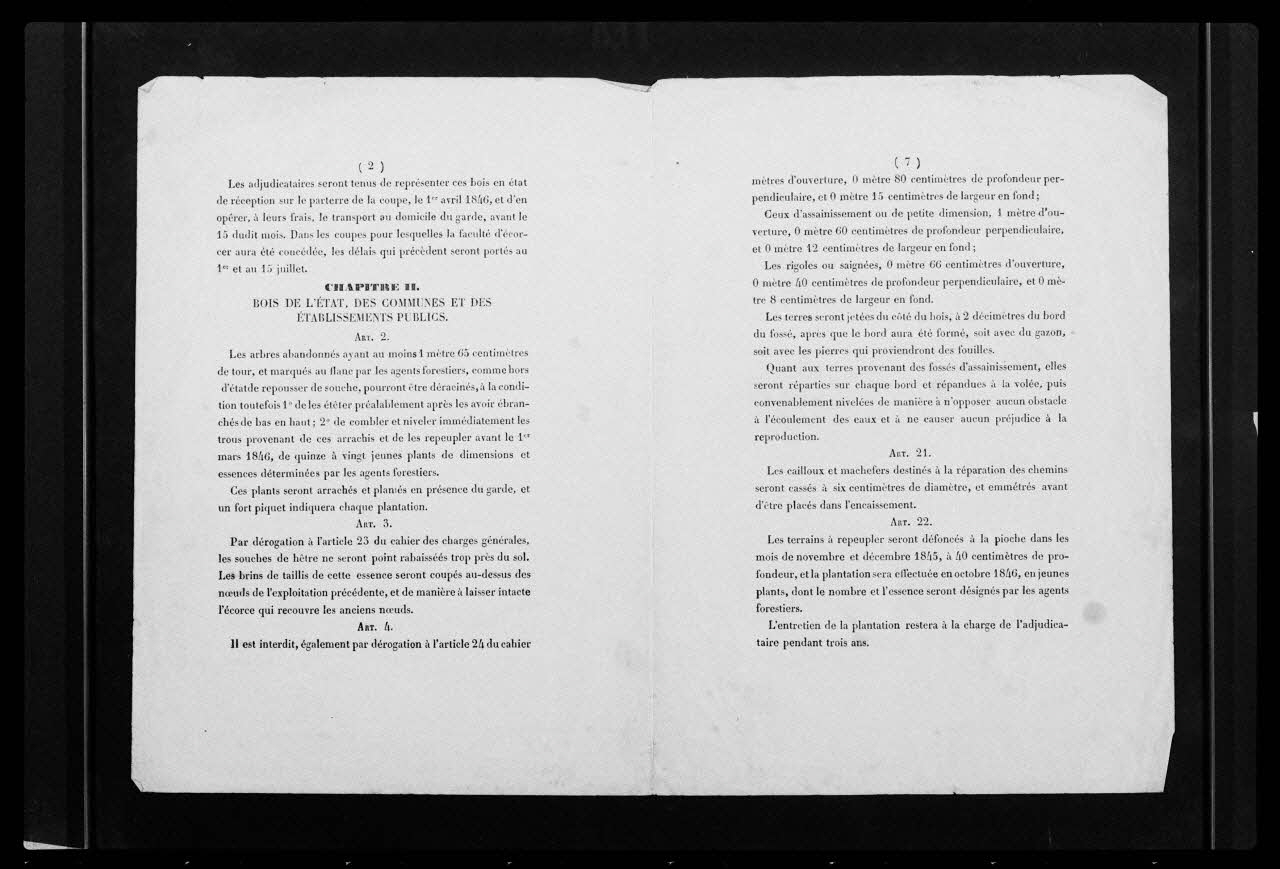 photographie Manuscrit prêtés sur des actes de ventes. Papiers administratifs. Clauses pour la vente des coupes de bois de l'Etat Ph.1983.40.1 Photo