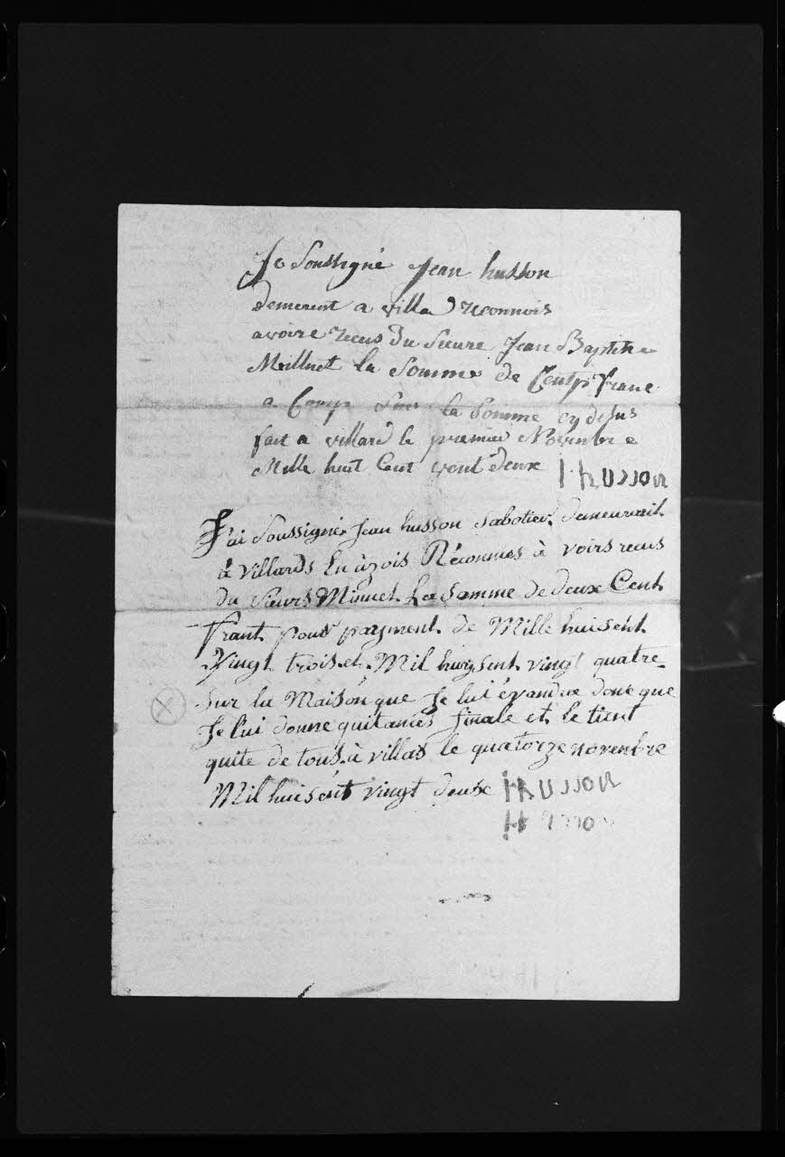 Frédéric Duchesne photographie Manuscrit prêtés sur des actes de ventes. Papiers administratifs. Vente de maison Champagne-Ardenne, France 1822 Ph.1983.40.29 Photo