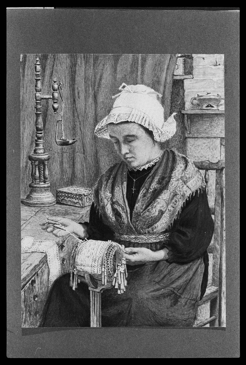 photographie Illustration dans "Costumes, mœurs et légendes de Savoie". E.Canziani. 1920. Costume de dentellière avec une lampe à un godet Ph.1983.73.16 Photo