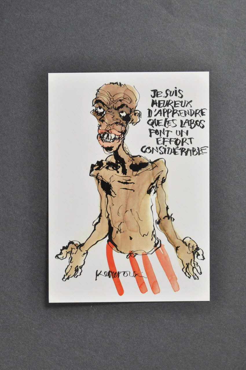 Kerkeroux ; Association Aides carte postale Je suis heureux d'apprendre que les labos font un effort considérable France 2002 2002.93.11.12 Photo Mucem