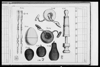 photographie "Album de jeux et tabletterie : Rhombe, boîte, fruit". Catalogue daté de 1850. Reproduction industrielle et gouache, dessin et lithographie par Defrondats Ph.1984.2.166 Photo
