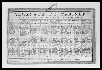 photographie Almanach et calendrier datés de 1805 et 1806. Maison Laurenz à Dunkerque Ph.1984.2.32 Photo
