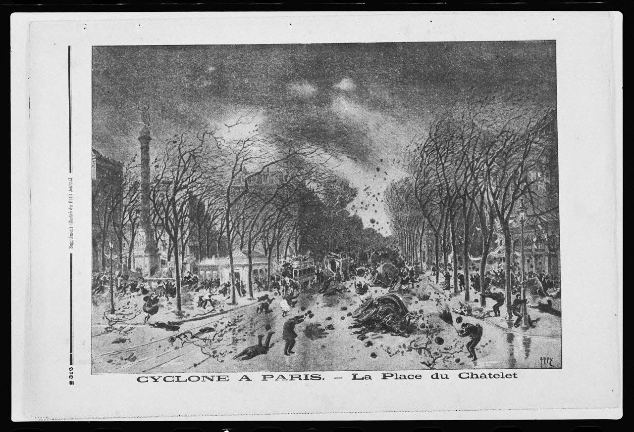 photographie "Cyclone à Paris. Place du Châtelet". In "Le Petit Journal". 1896 Ph.1984.56.2 Photo