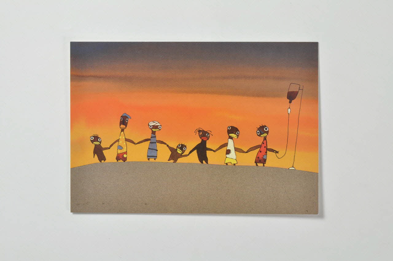 Wozniak ; Association Aides carte postale Ribambelle de personnages et perfusion France 2002 2002.93.11.24 Photo Mucem