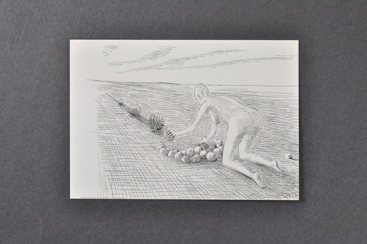 Cardon ; Association Aides carte postale Femme nue essayant d'écraser le virus France 2002 2002.93.11.6 Photo Mucem