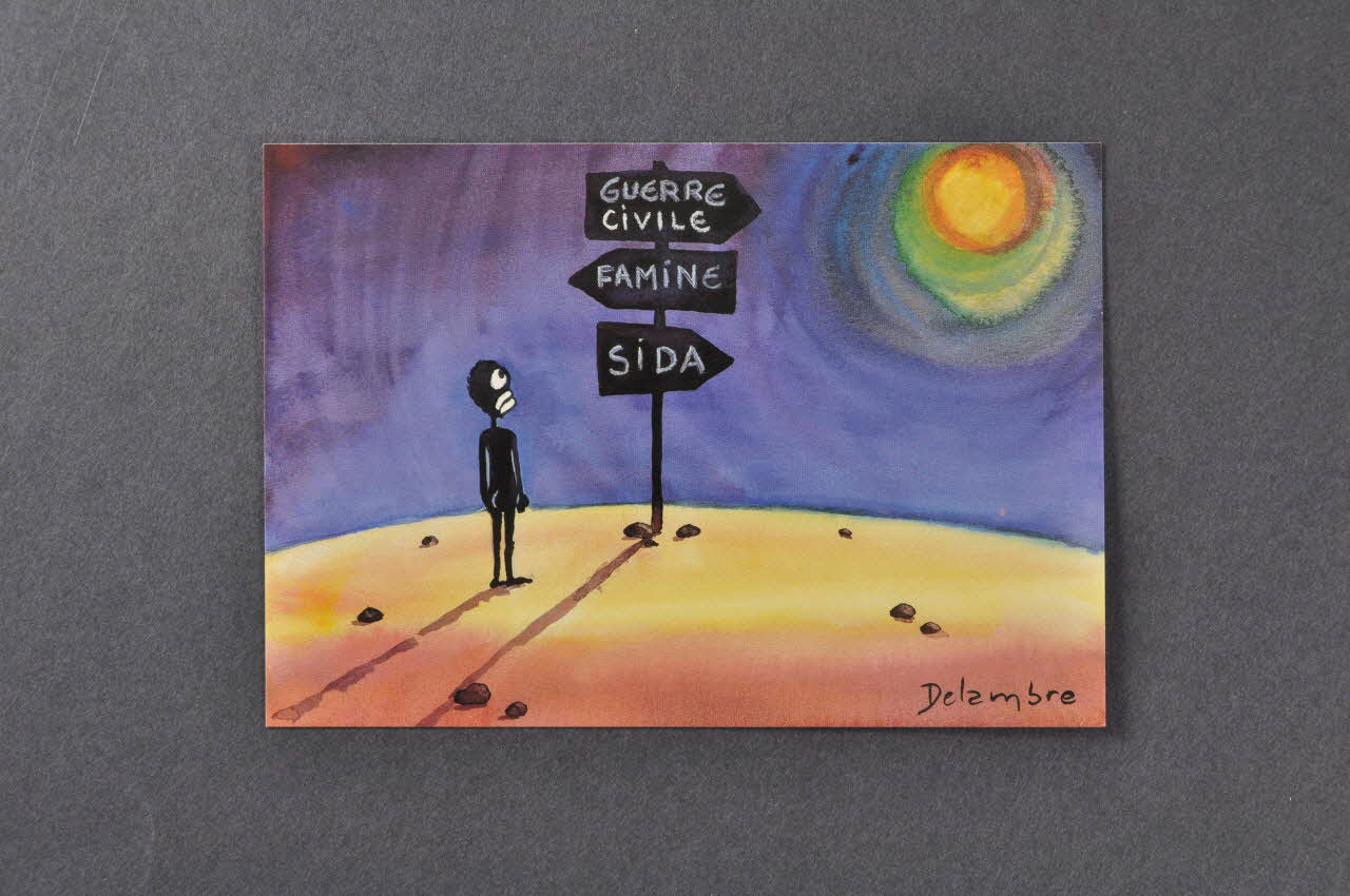 Delambre ; Association Aides carte postale Guerre civile / famine / sida France 2002 2002.93.11.8 Photo Mucem