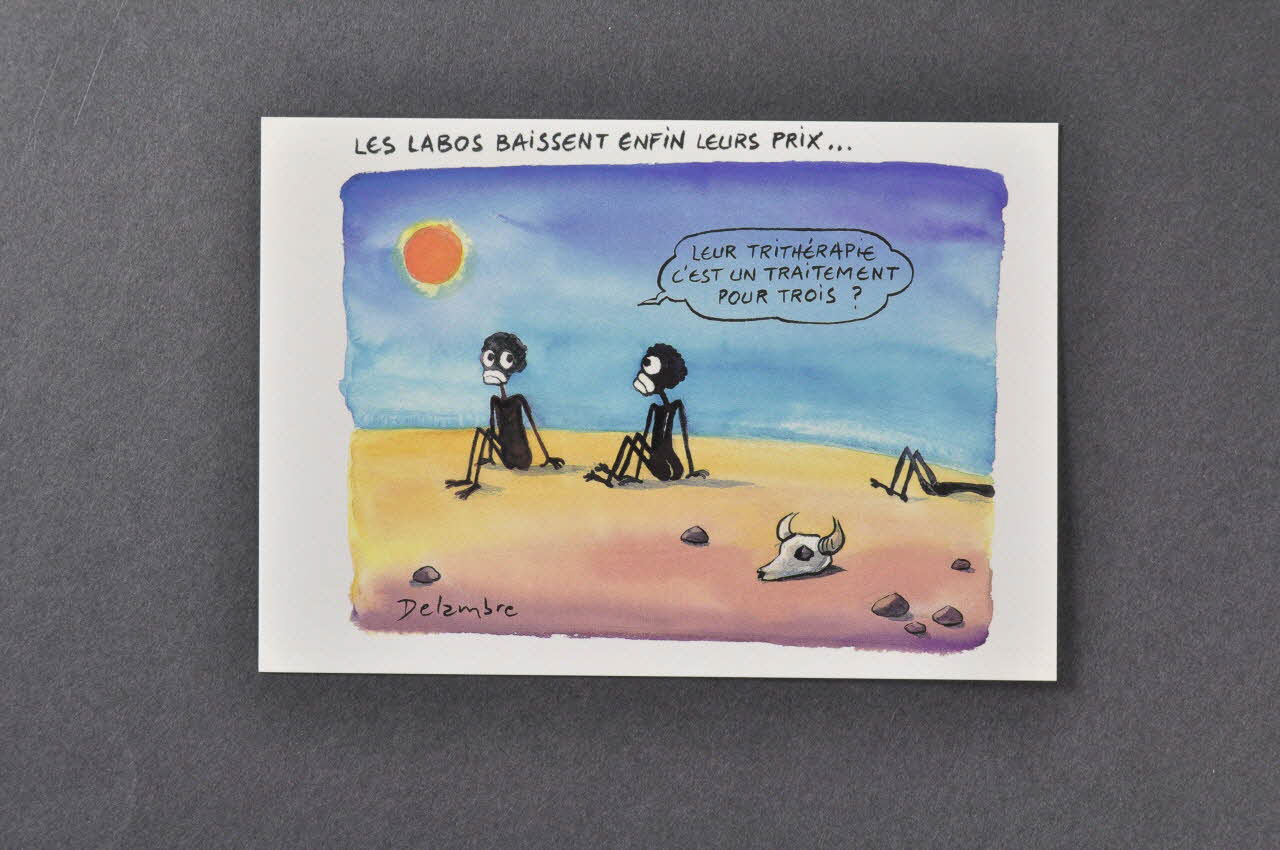 Delambre ; Association Aides carte postale Les labos baissent enfin leurs prix France 2002 2002.93.11.9 Photo Mucem