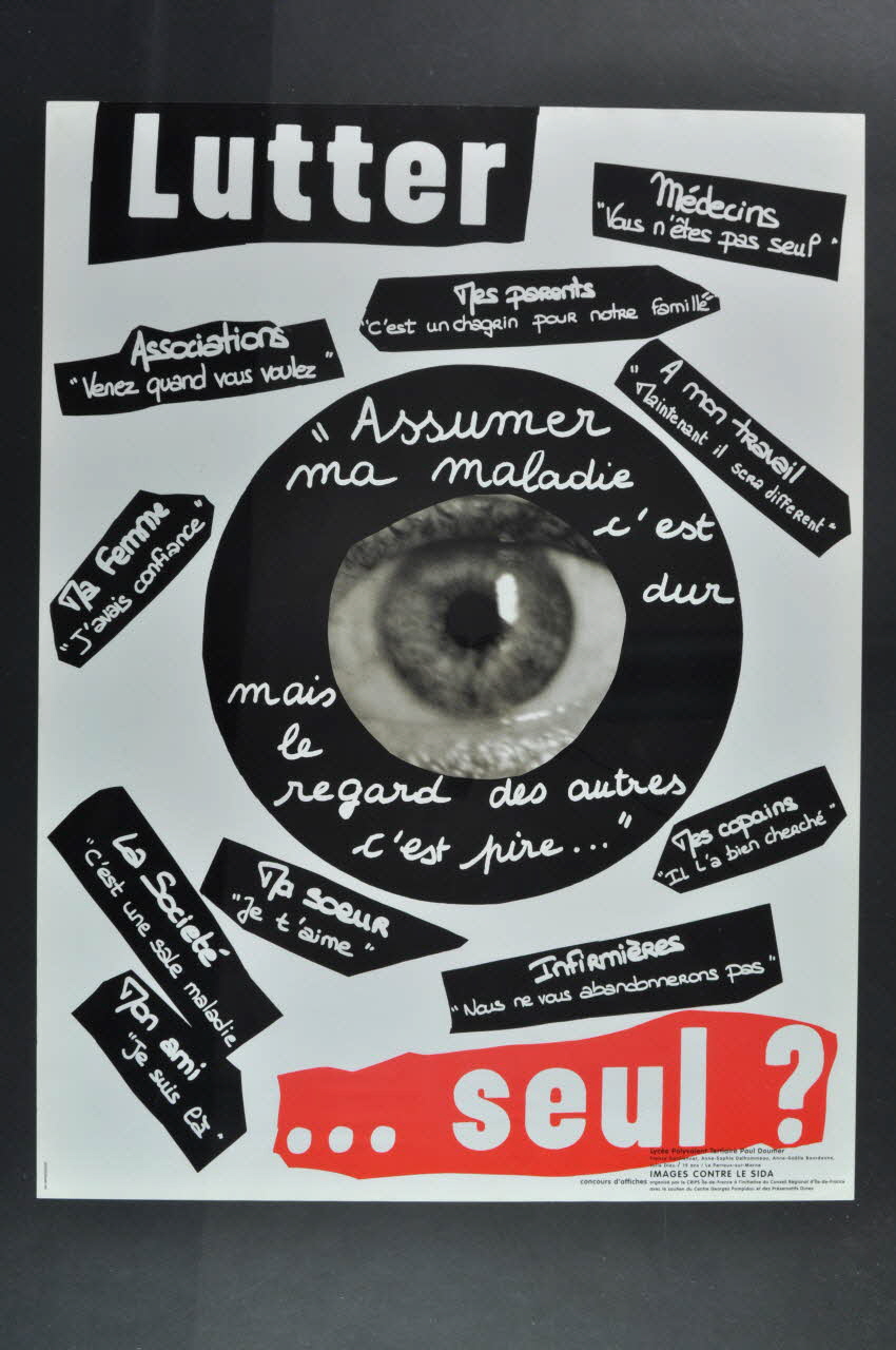 Lycée Polyvalent Tertiaire Paul Doumer ; France Gardiennet ; Anne-Sophie Delhommeau ; Julie Dieu ; Anne-Gaëlle Bourdonne affiche Lutter... seul ? France, Le Perreux sur Marne 1995 2002.93.7 Photo Mucem