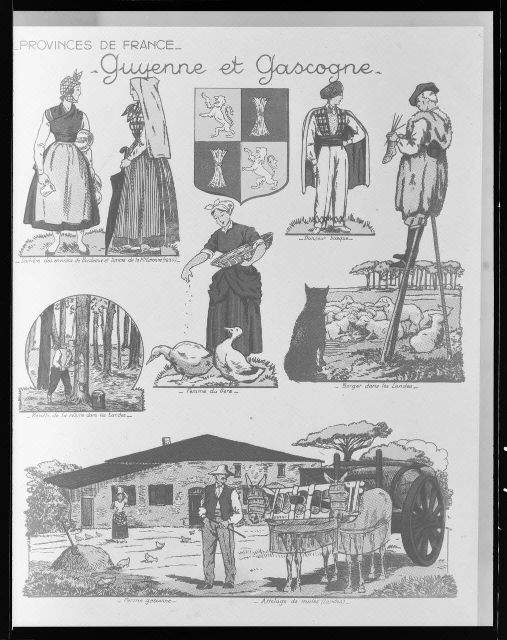 Alain Guey photographie "Guyenne et Gascogne". Impression noir et blanc. In: "Province de France" Midi-Pyrénées ; Aquitaine, France 1968/10/1 Ph.1968.3.993 Photo