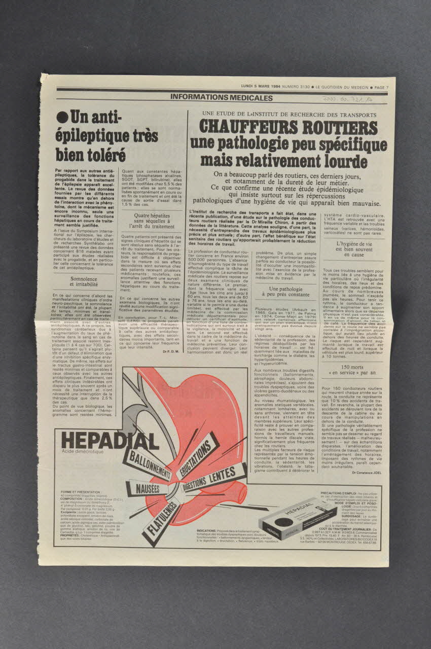 COUPURE DE JOURNAL 1972-1984 2000.60.721.17 Photo Mucem