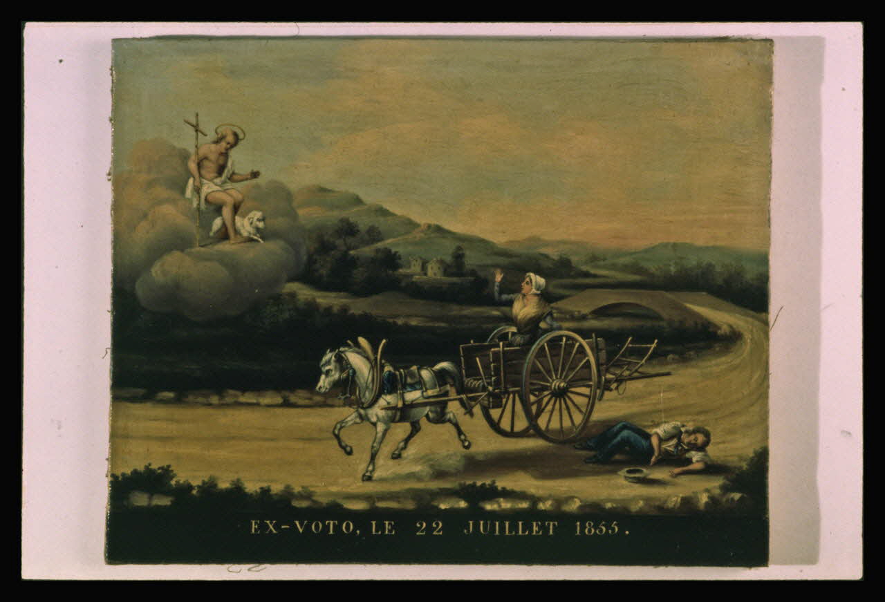 A. Chastanier photographie Vue en détail d'un ex-voto de Louis Du Cros daté du 22 juillet 1855 Ile-de-France, France 1973 Ph.1973.213.41 Photo