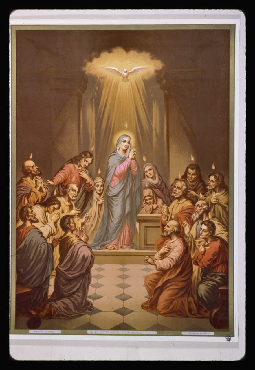 photographie Catéchisme en images : la Pentecôte (credo). Chromolithographie aux éditions Bonne Presse Ph.1984.54.11 Photo