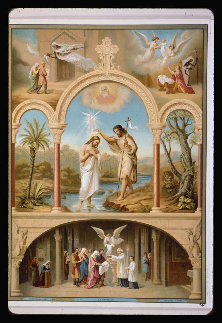 photographie Catéchisme en images : le baptême du Christ. Chromolithographie aux éditions Bonne Presse Ph.1984.54.19 Photo