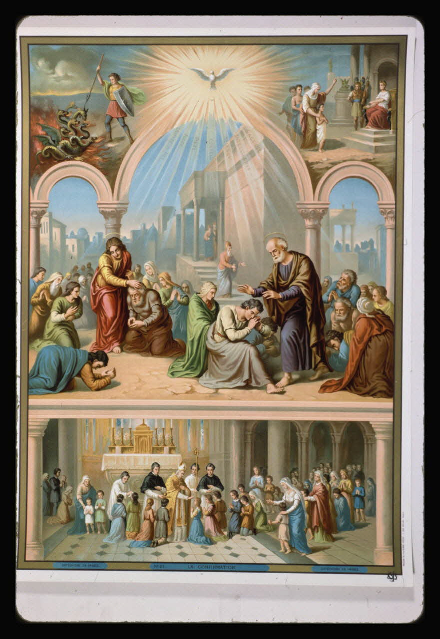 photographie Catéchisme en images : confirmation. Chromolithographie aux éditions Bonne Presse Ph.1984.54.21 Photo