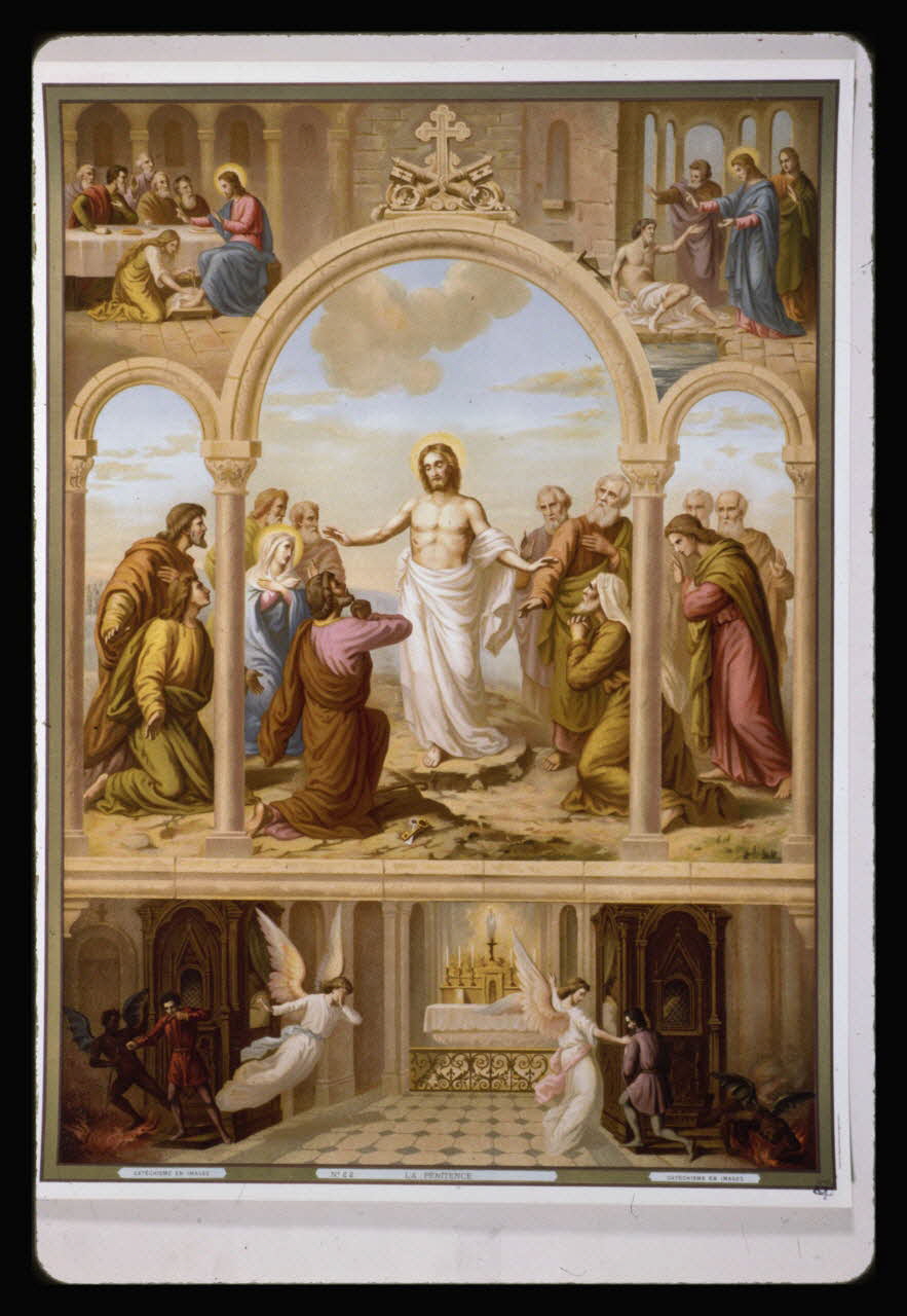 photographie Catéchisme en images : Sacrément de pénitence. Chromolithographie aux éditions Bonne Presse Ph.1984.54.22 Photo
