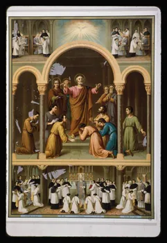 photographie Catéchisme en images : ordination. Chromolithographie aux éditions Bonne Presse Ph.1984.54.24  Photo