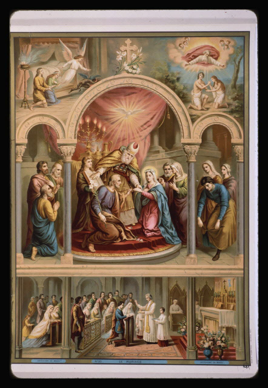 photographie Catéchisme en images : sacrement de mariage. Chromolithographie aux éditions Bonne Presse Ph.1984.54.25 Photo