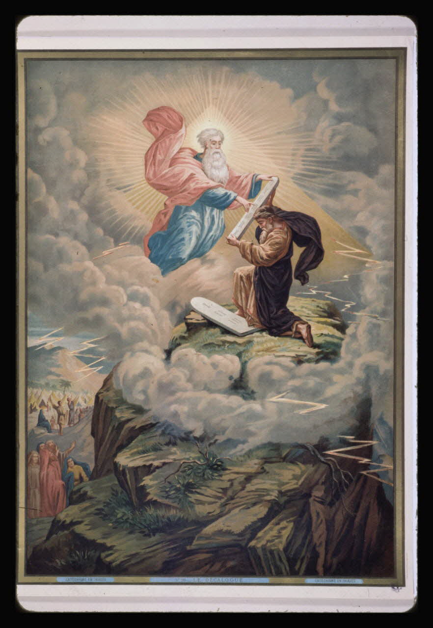 photographie Catéchisme en images : Moïse (décalogue). Chromolithographie aux éditions Bonne Presse Ph.1984.54.26 Photo