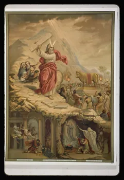photographie Catéchisme en images : Moïse (décalogue). Chromolithographie aux éditions Bonne Presse Ph.1984.54.28 Photo